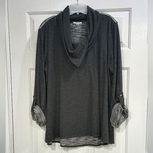 Sophie Max Gray Cowl Neck Top XL